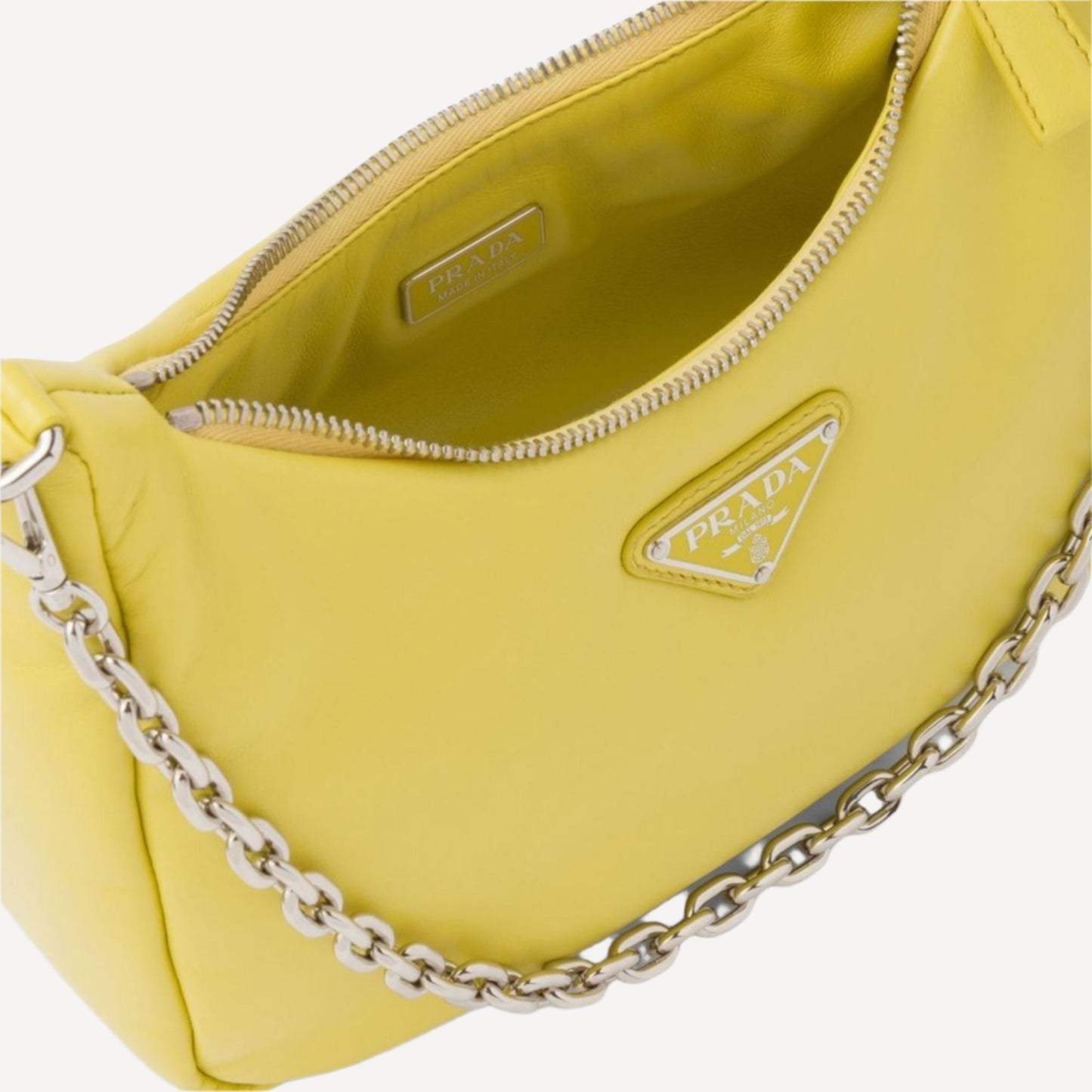 Prada Leather Yellow Padded Re-edition Crossbody Bag