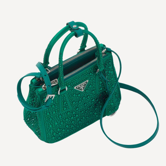 Prada Galleria Crystal Green Mini Bag