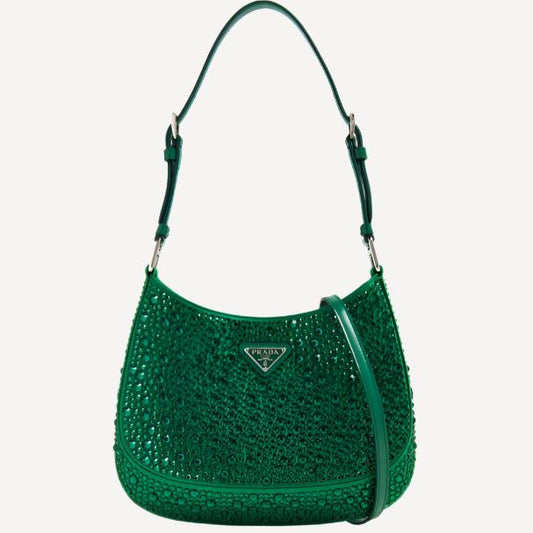 Prada Crystal Cleo Green Shoulder Bag