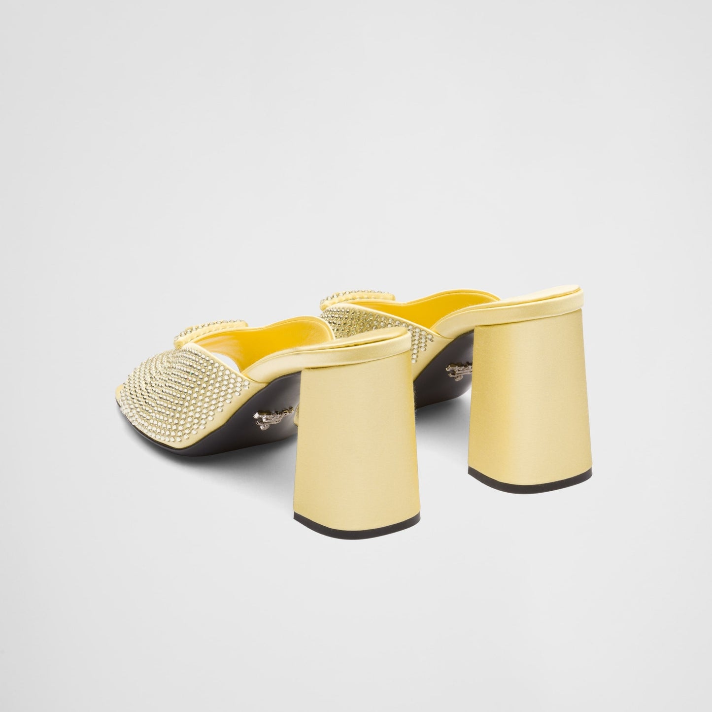 Prada Yellow Crystal Block Heel Pumps