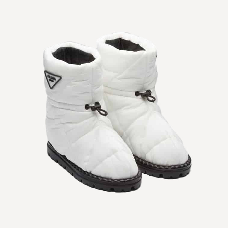 Prada White Snow Boots Logo