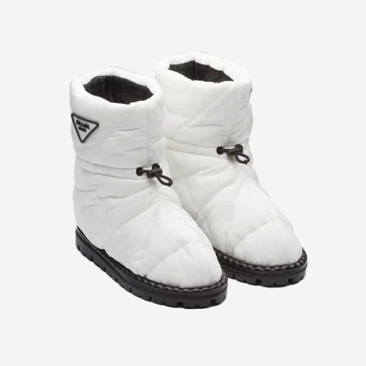 Prada White Snow Boots Logo