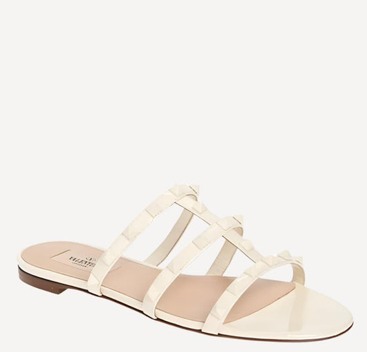 Valentino Rockstud White Slides