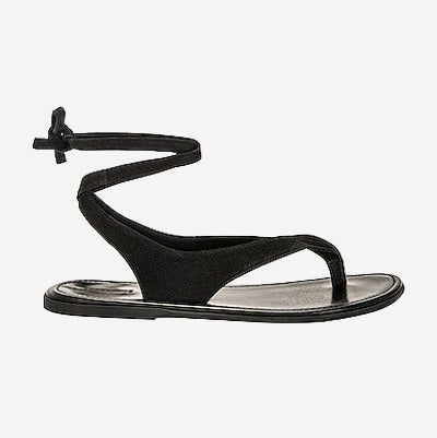 The Row Black Beach Suede Thong Sandals