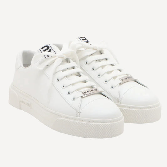 Miu Miu White Logo Platform Sneakers