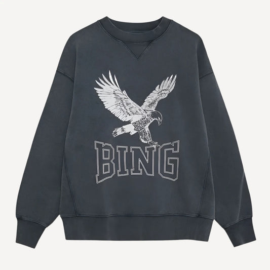 Anine Bing Alto Sweatshirt Retro Eagle Washed Black