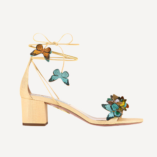 Aquazzura Papillon Sandal 50 Gold Butterflies Leather