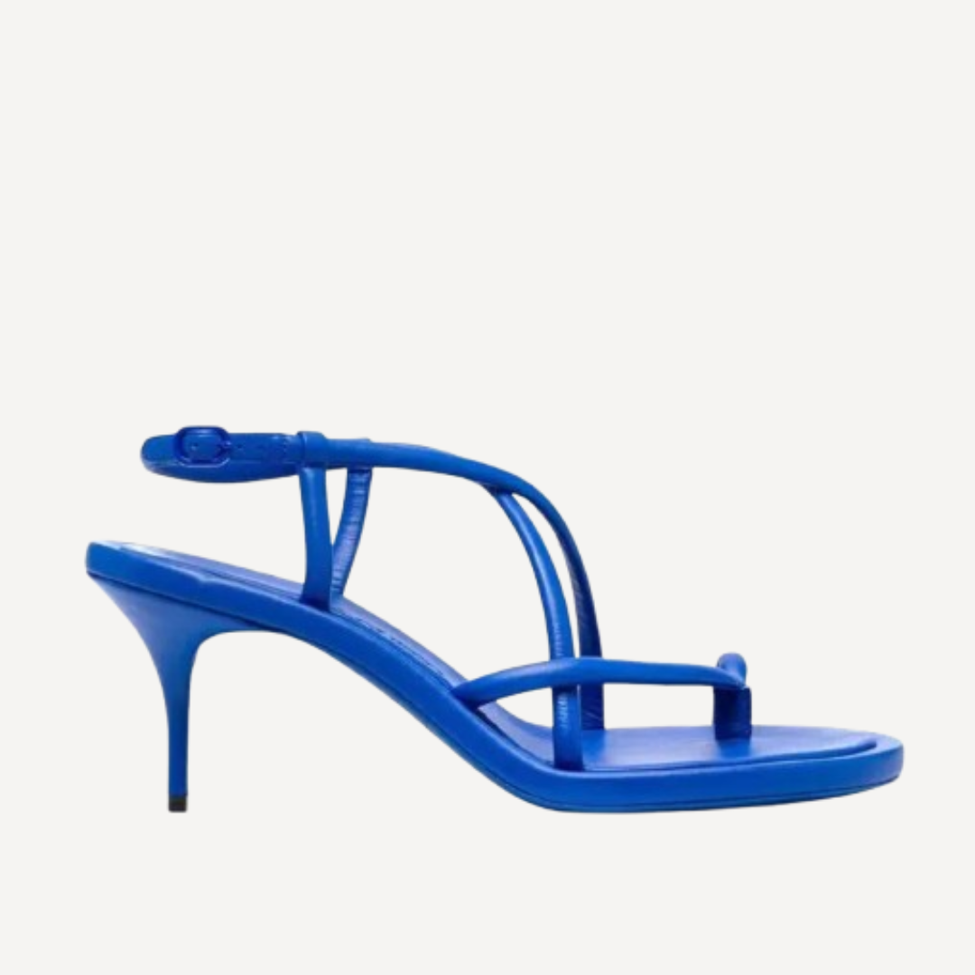 Alexander McQueen Blue Strappy Leather Sandals