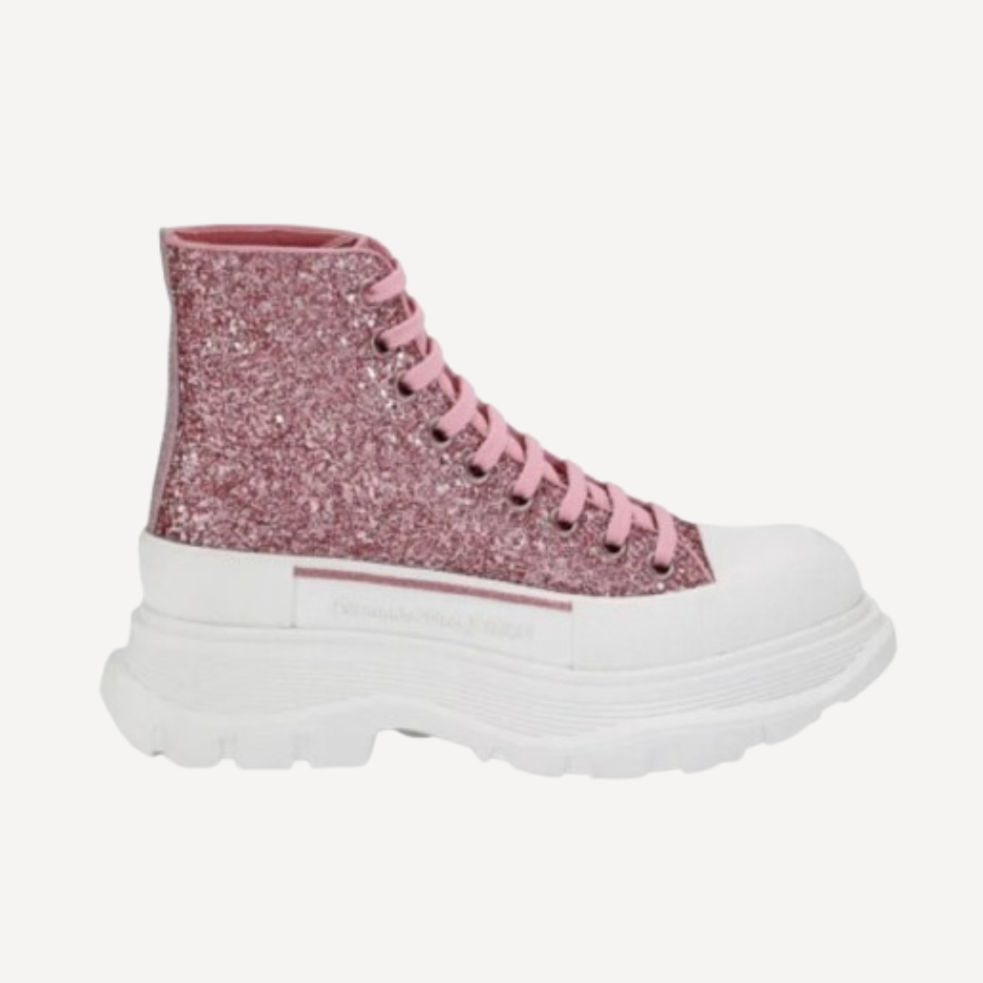 Alexander McQueen Pink Sequin High Top Sneaker