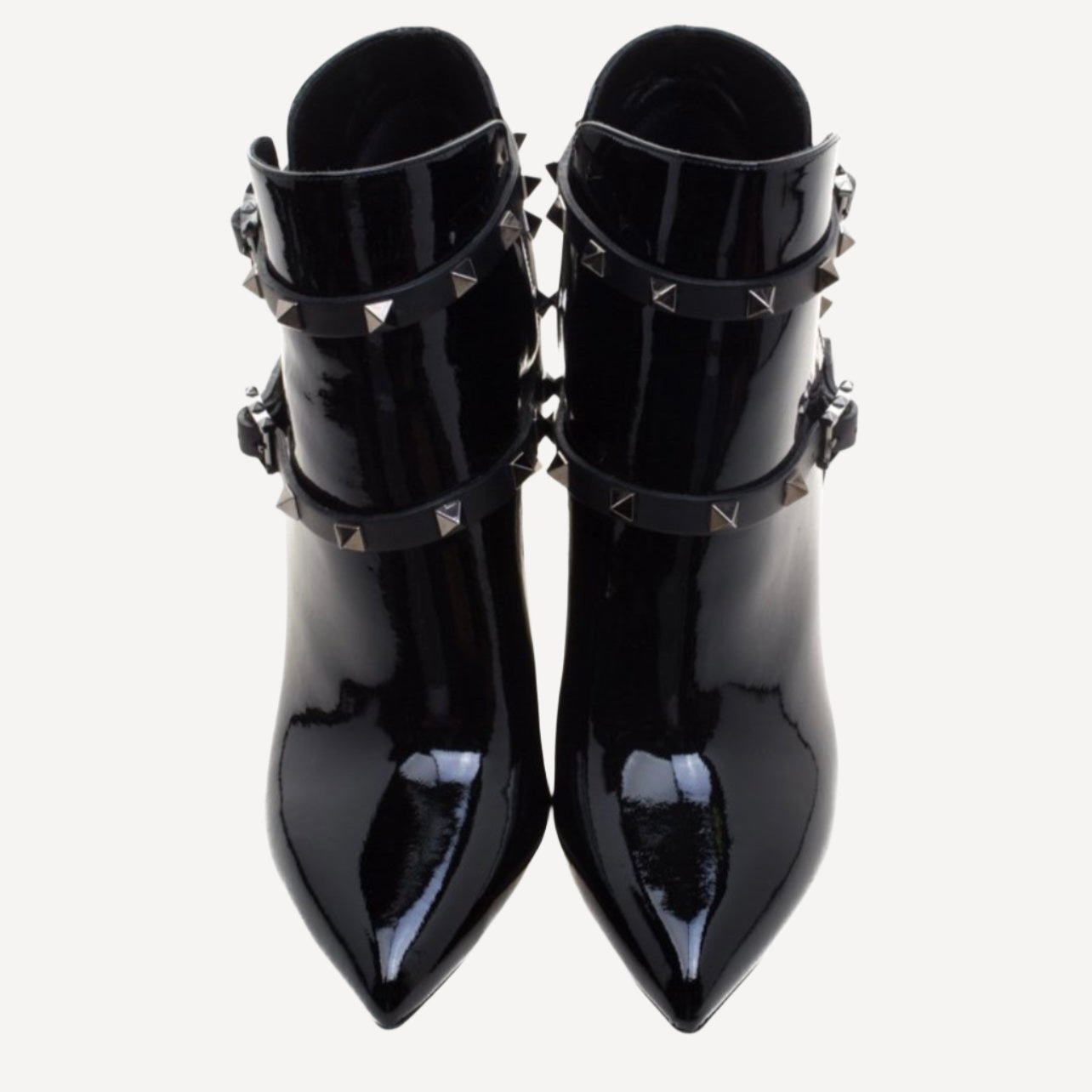 Valentino Patent Leather Rockstud Ankle Boots Black