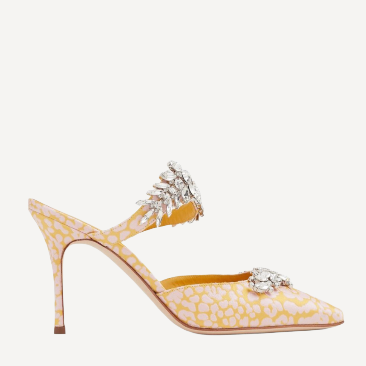 Manolo Blahnik Lurum 90 Jacquard Yellow Mules