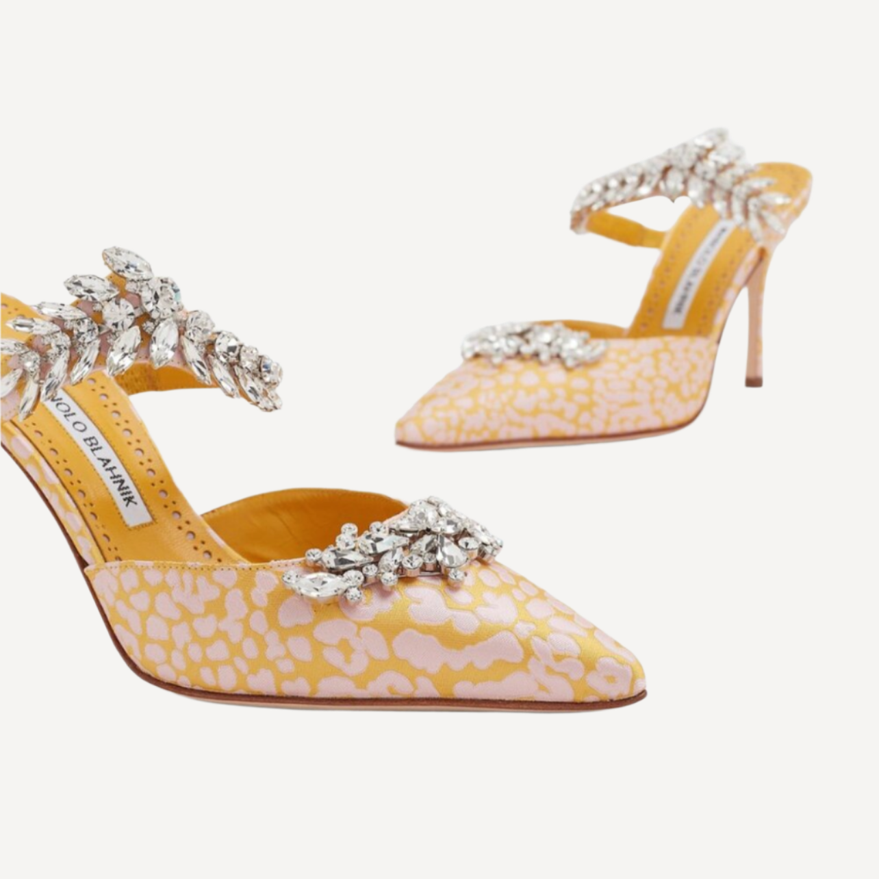 Manolo Blahnik Lurum 90 Jacquard Yellow Mules