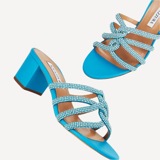 Aquazzura Moondust Color Ibiza Blue Sandal 50