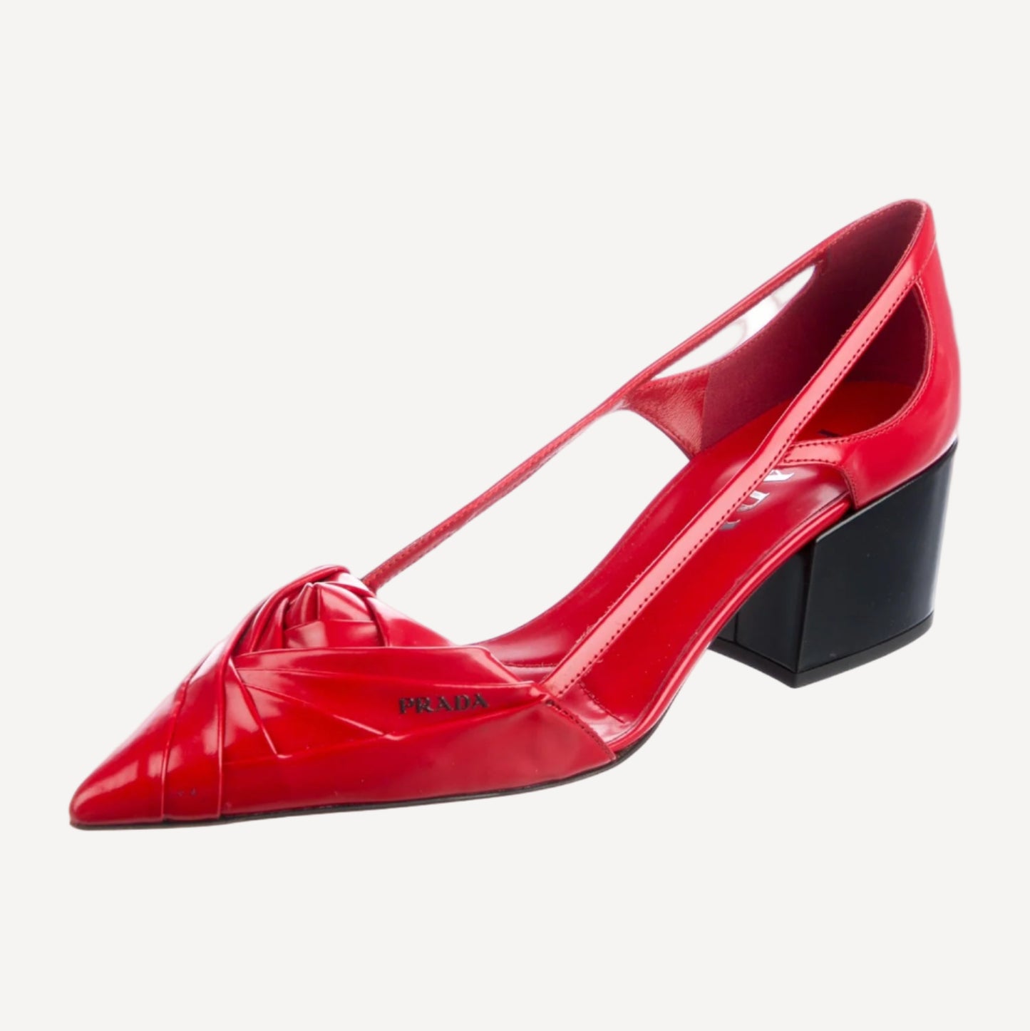 Prada Red Block Heel Pumps