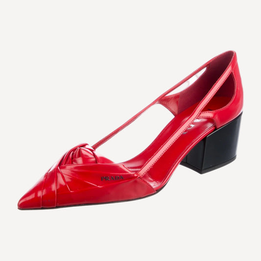 Prada Red Block Heel Pumps