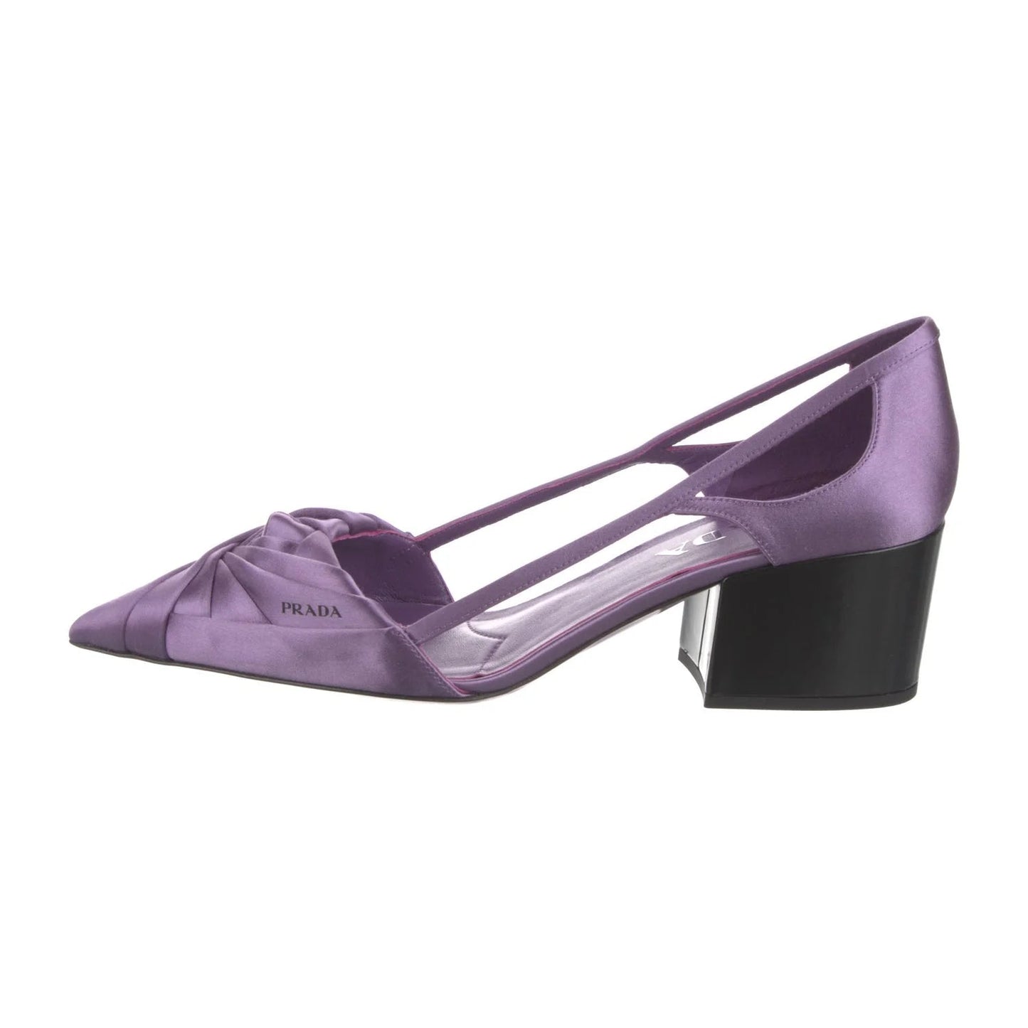 Prada Purple Satin Cutout Block Heel Pumps
