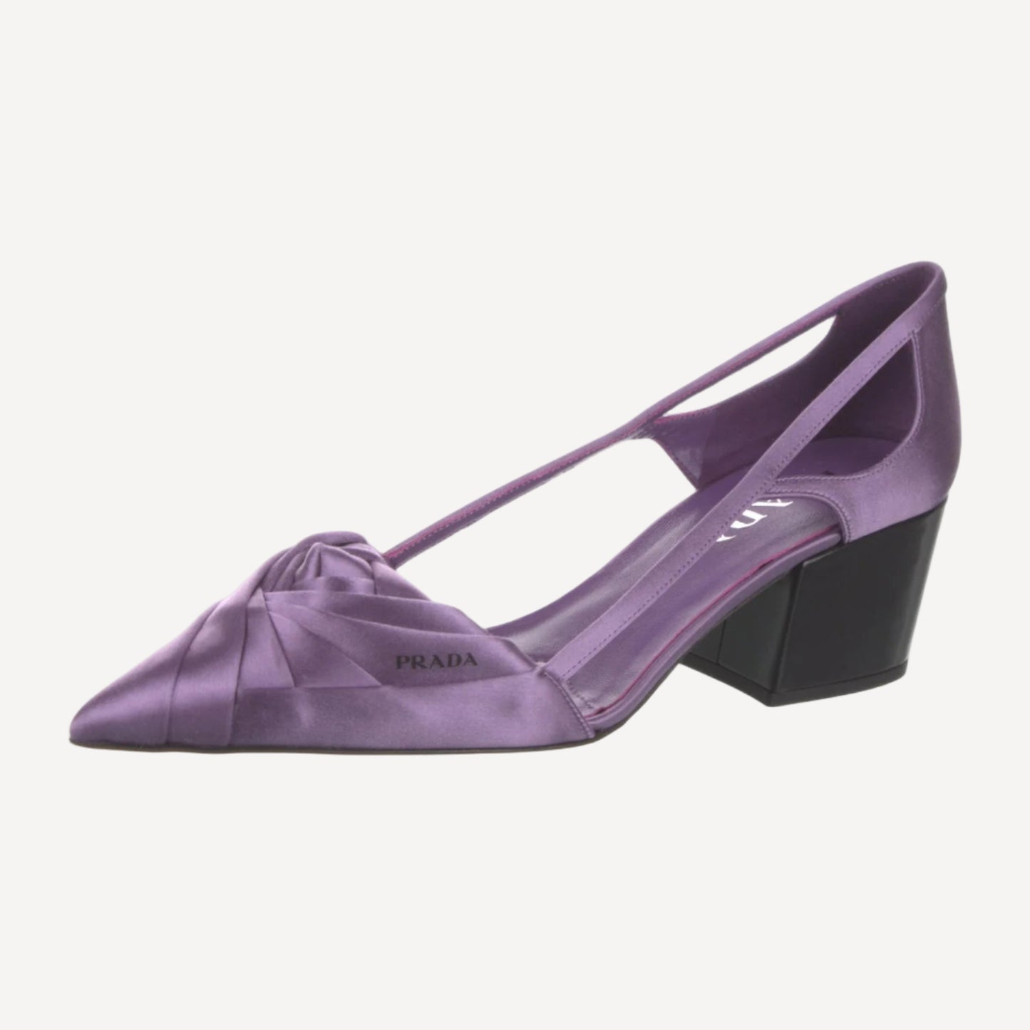 Prada Purple Satin Cutout Block Heel Pumps