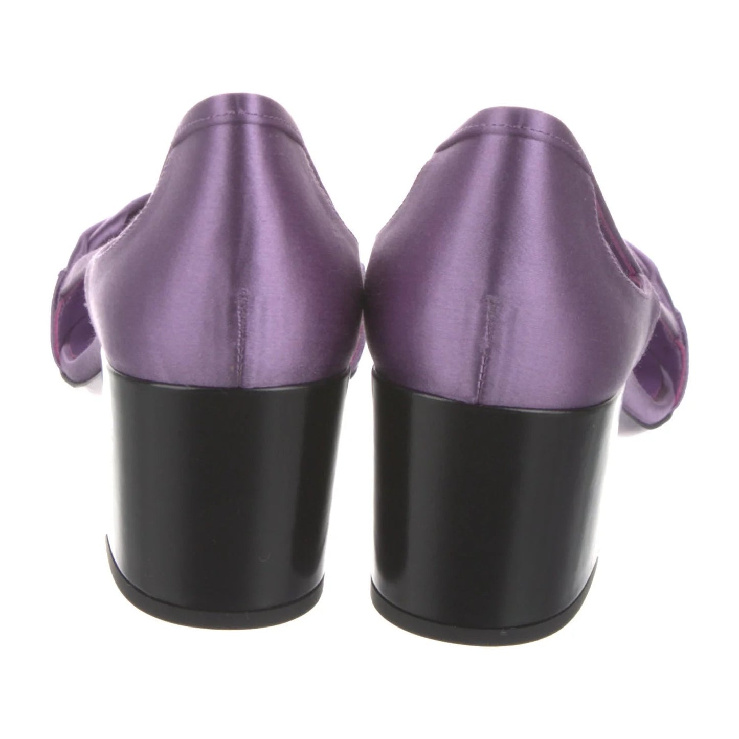 Prada Purple Satin Cutout Block Heel Pumps