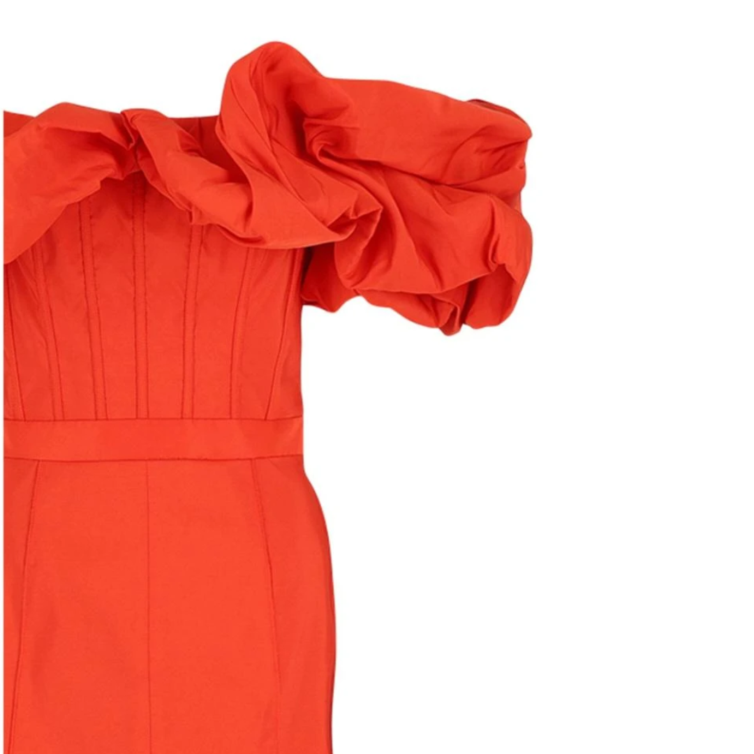 Alexander McQueen Corset Midi Dress Orange