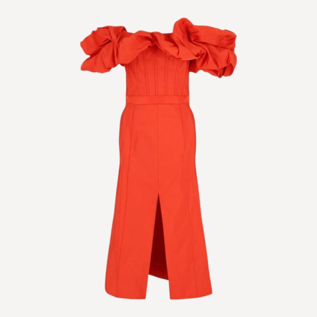 Alexander McQueen Corset Midi Dress Orange