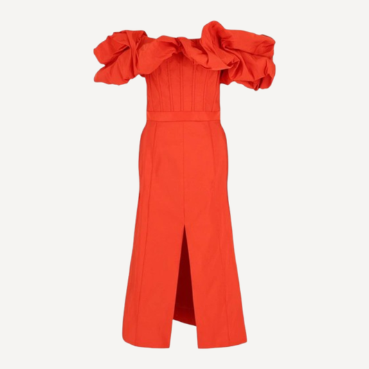 Alexander McQueen Corset Midi Dress Orange