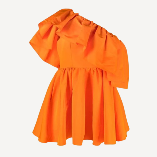 Alexander McQueen Ruffle One Shoulder Mini Dress