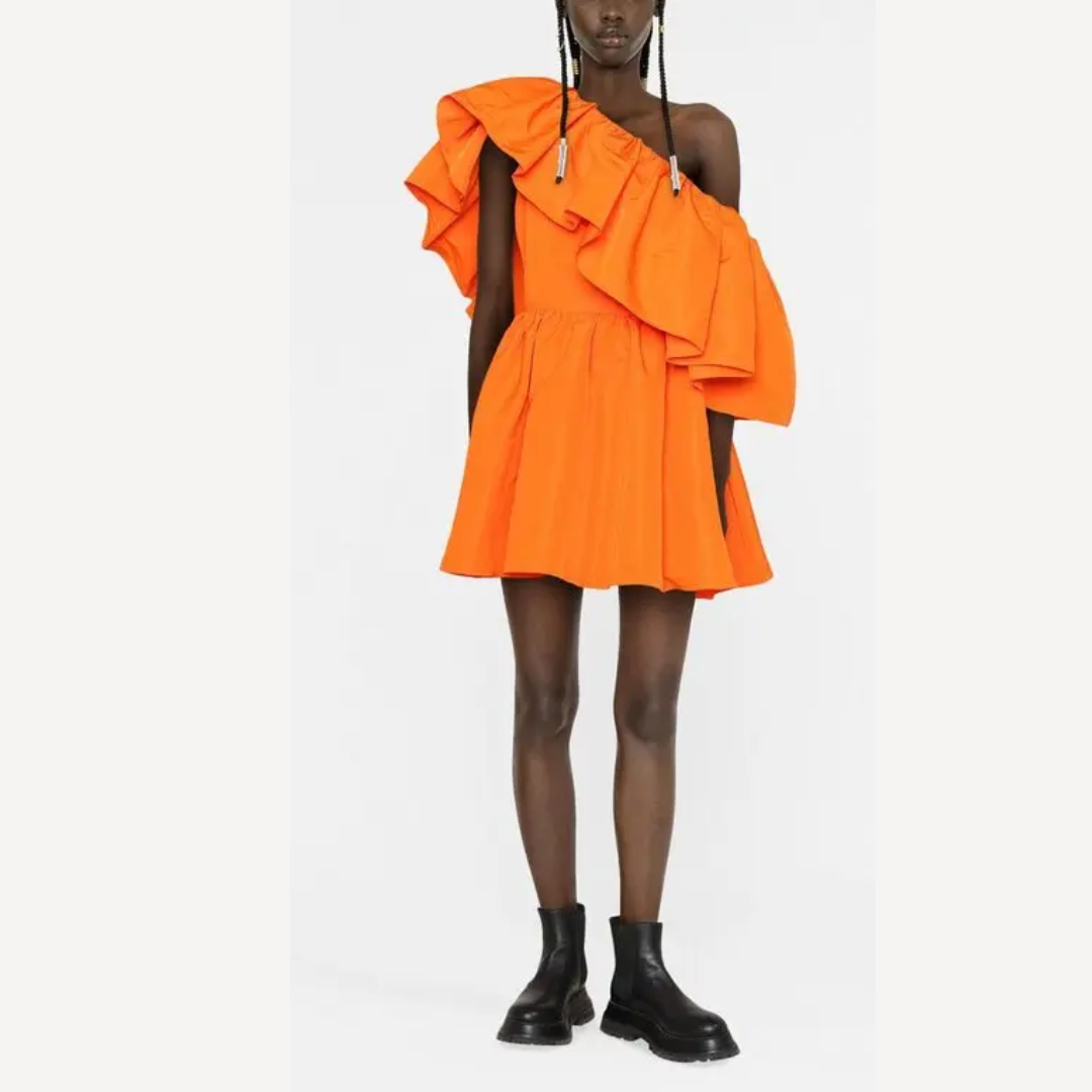 Alexander McQueen Ruffle One Shoulder Mini Dress