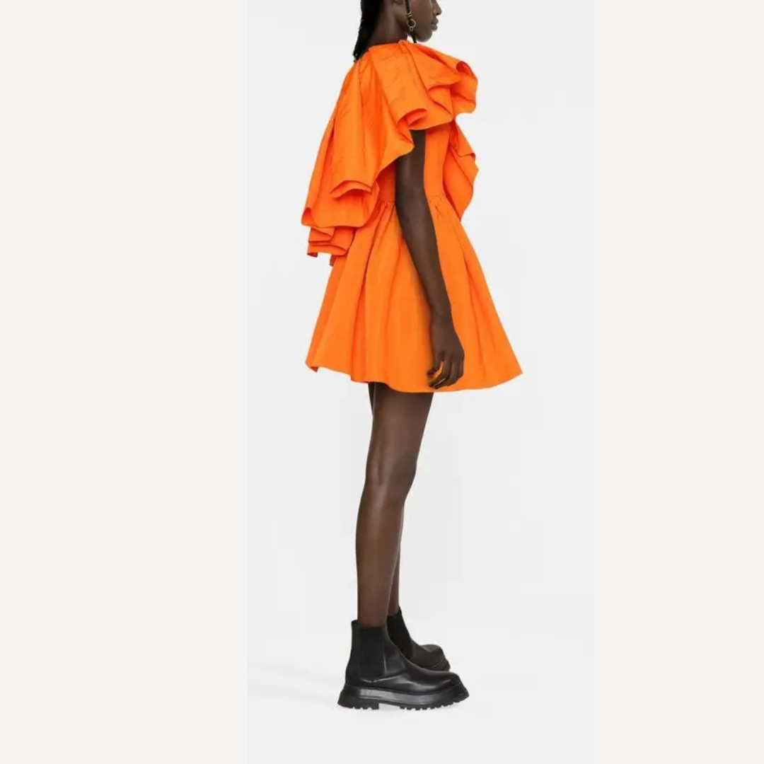 Alexander McQueen Ruffle One Shoulder Mini Dress