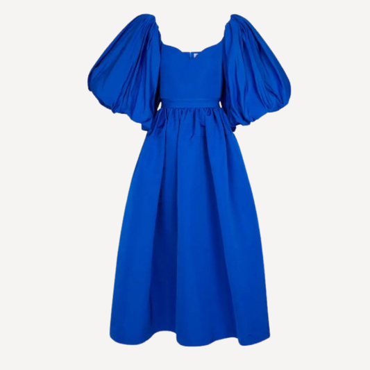 Alexander McQueen Blue Puff Midi Dress