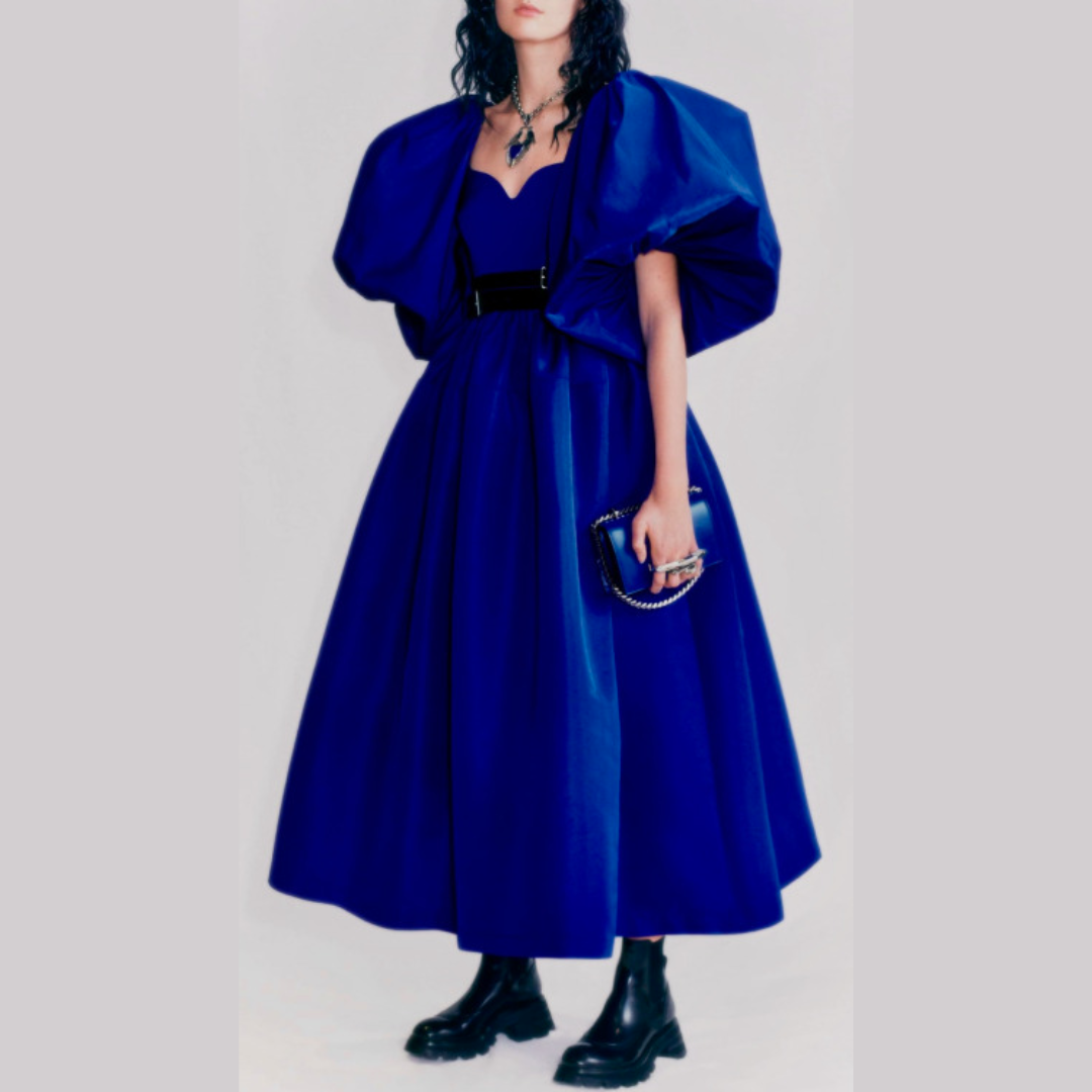 Alexander McQueen Blue Puff Midi Dress