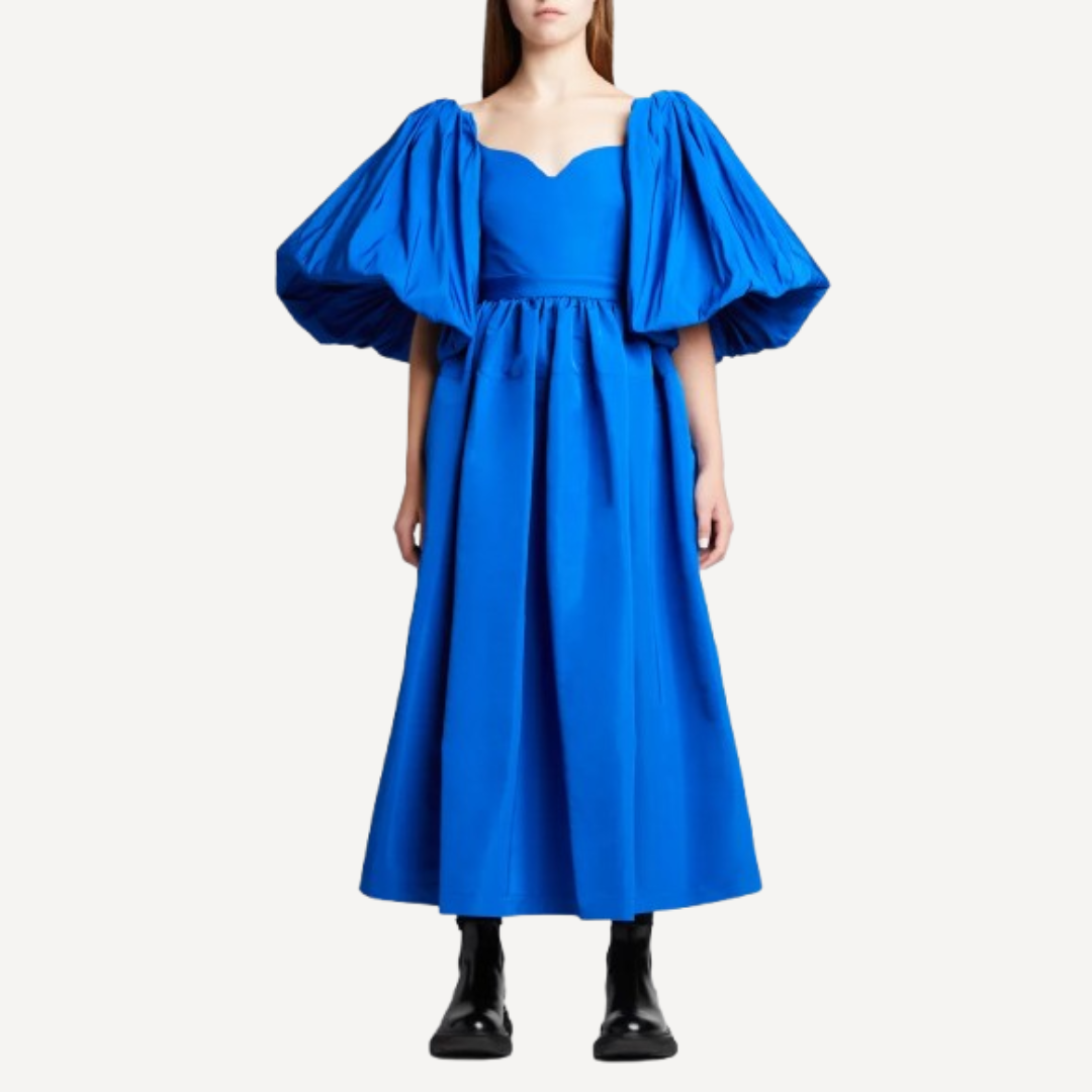 Alexander McQueen Blue Puff Midi Dress
