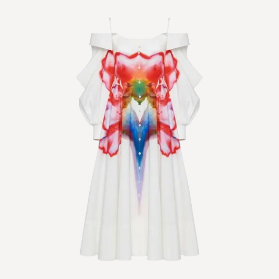 Alexander McQueen Solarised Printed Midi Dress