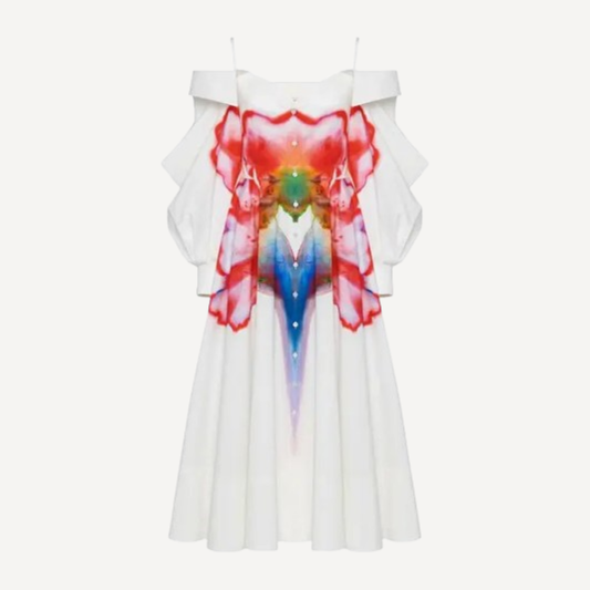Alexander McQueen Solarised Printed Midi Dress