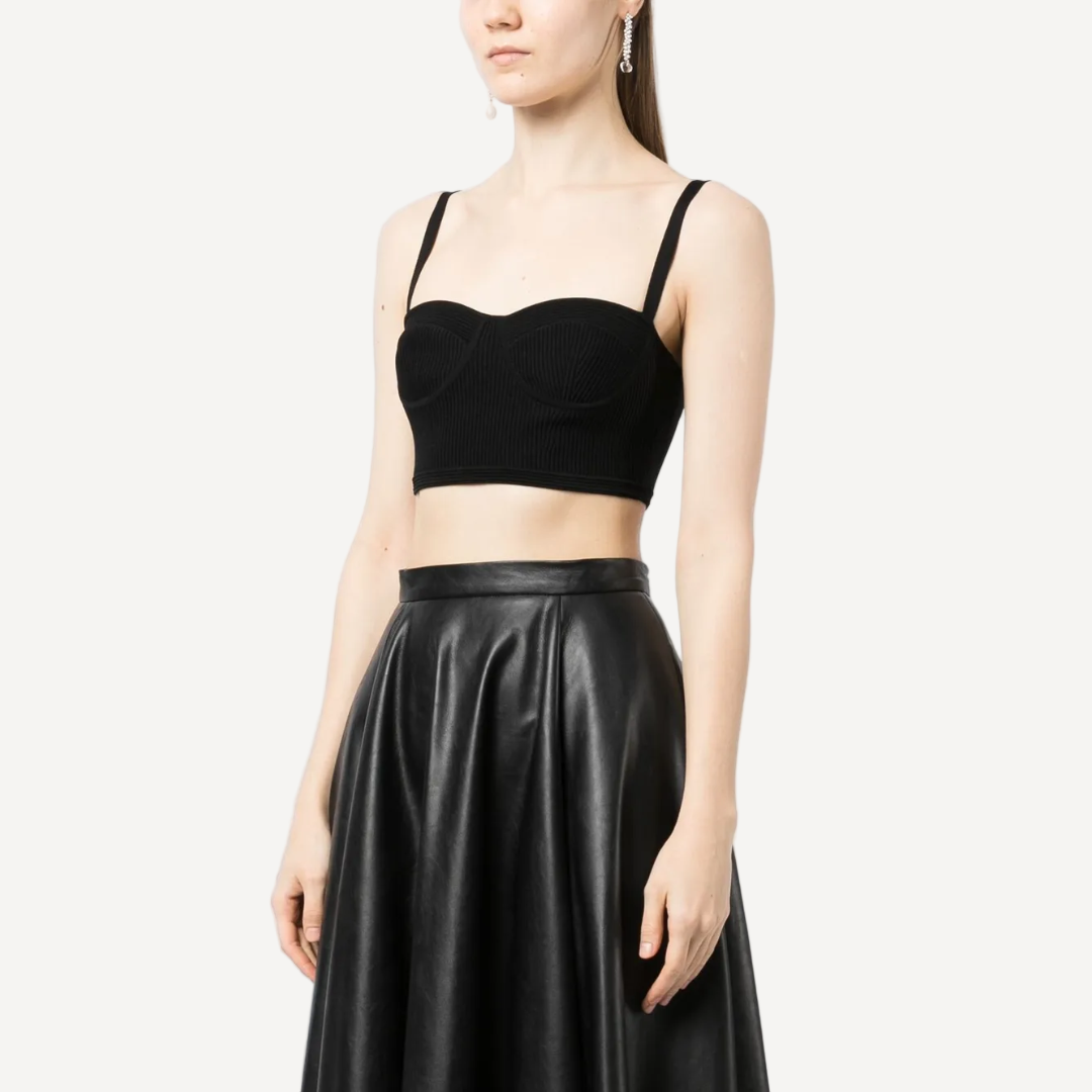 Alexander McQueen Black Ribbed Knit Top