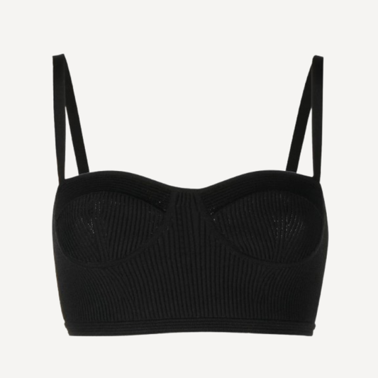 Alexander McQueen Black Ribbed Knit Top