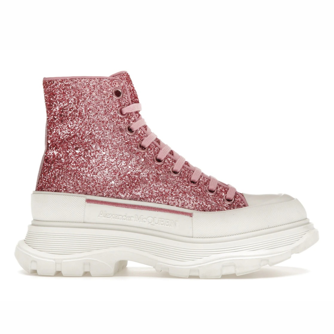 Alexander McQueen Pink Sequin High Top Sneaker