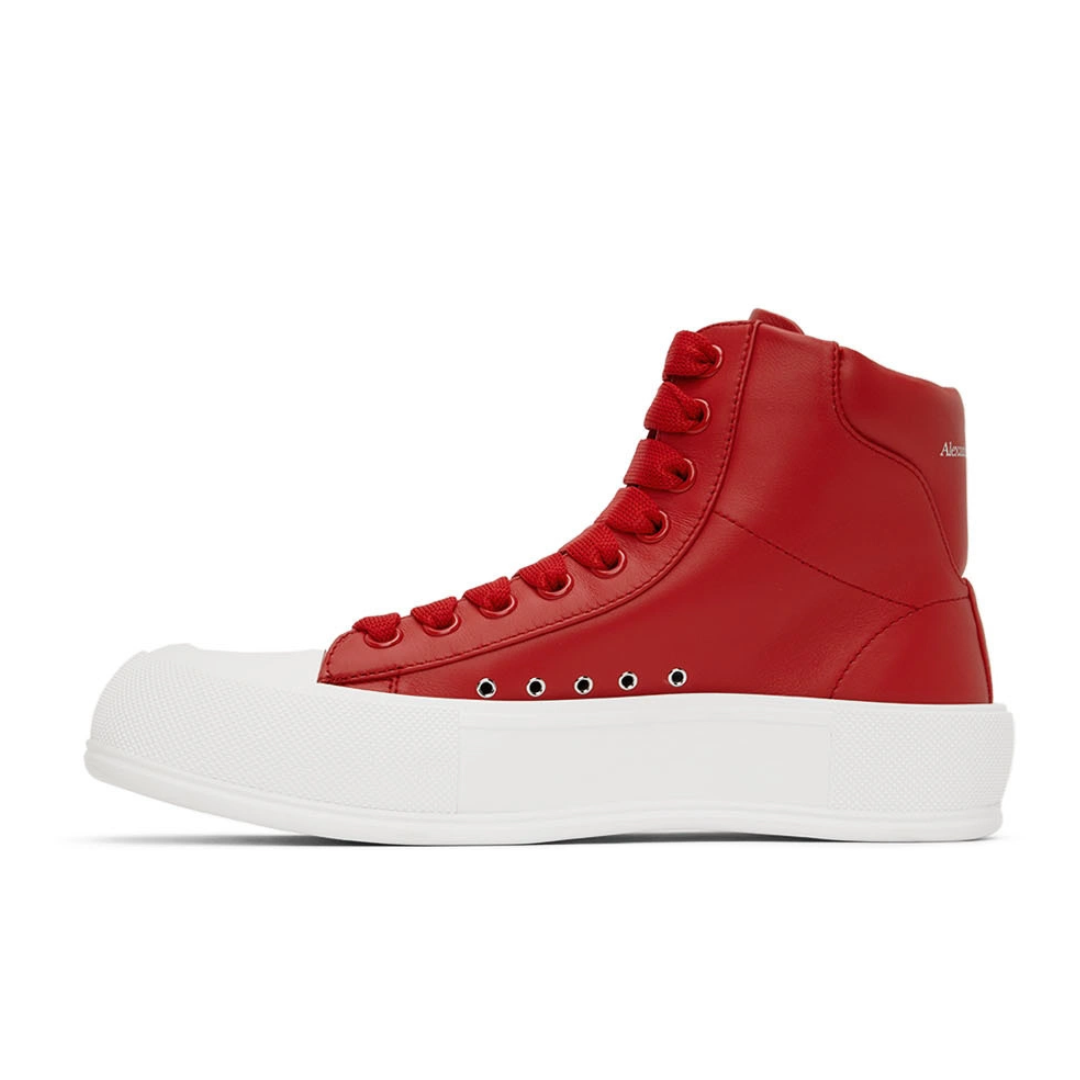 Alexander McQueen Red Leather High Top Sneaker