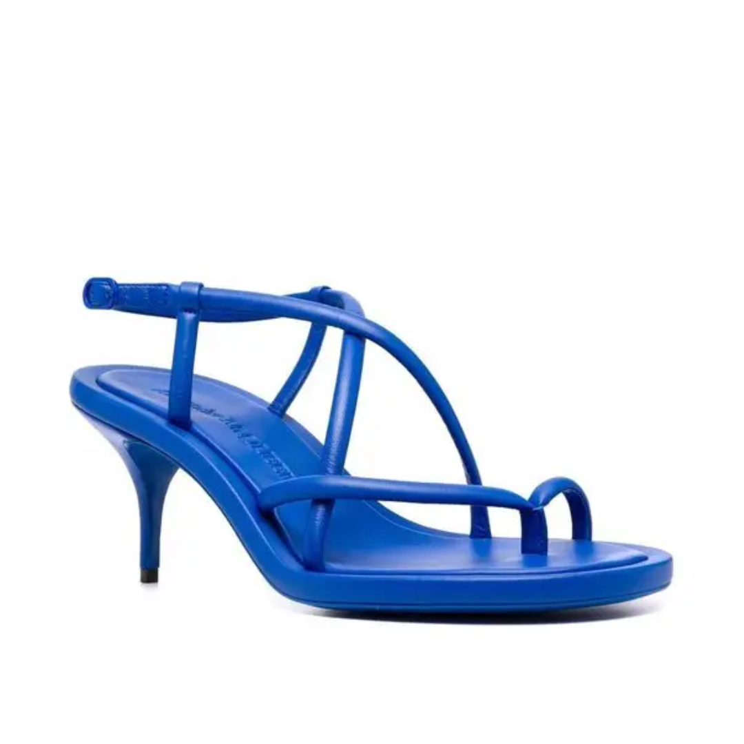 Alexander McQueen Blue Strappy Leather Sandals