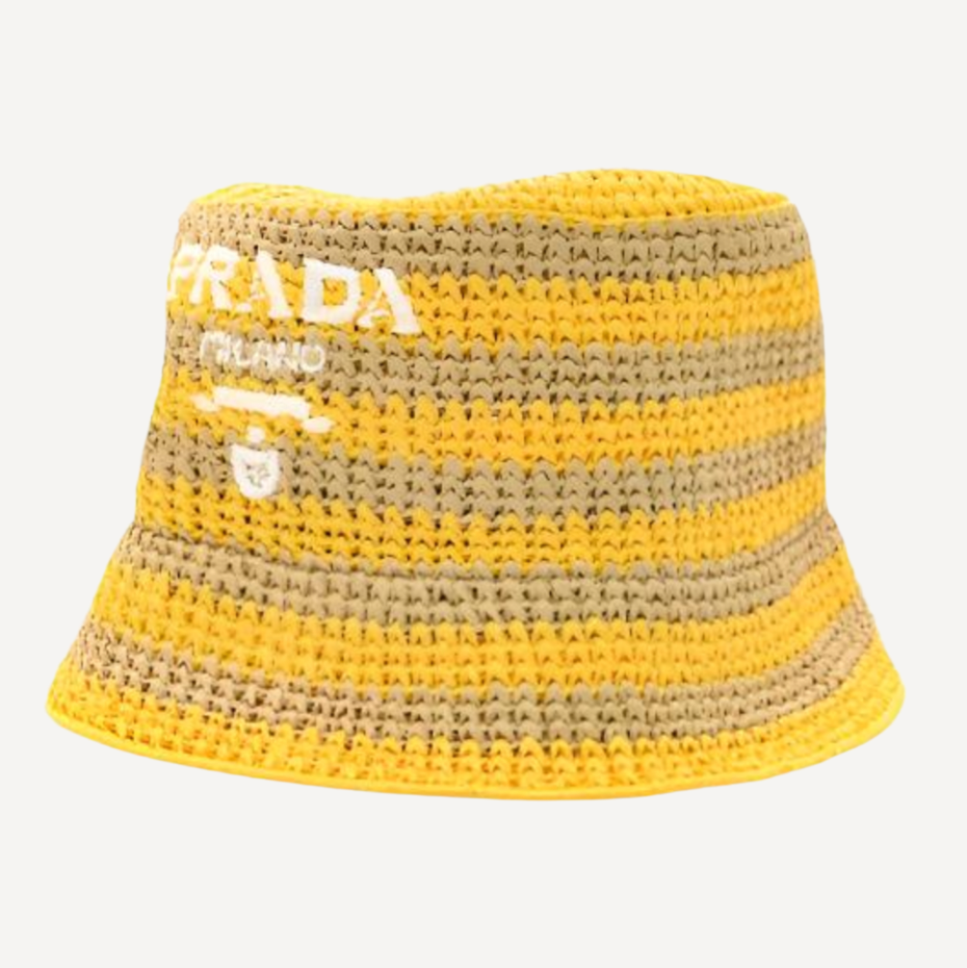 Prada Woven Yellow Bucket Hat