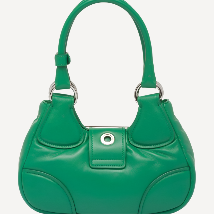 Prada Moon Padded Leather Buckle Bag Green