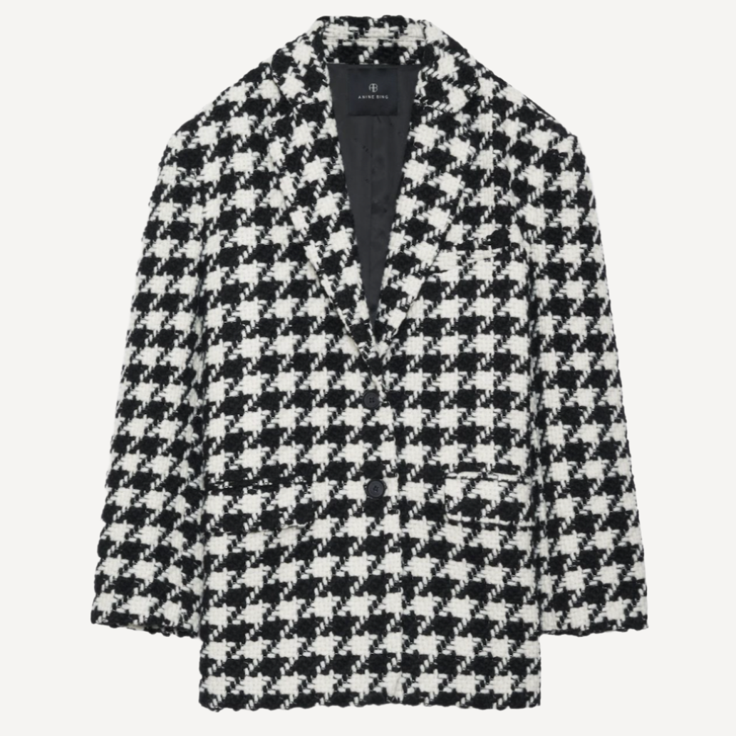Anine Bing Quinn Houndstooth Blazer
