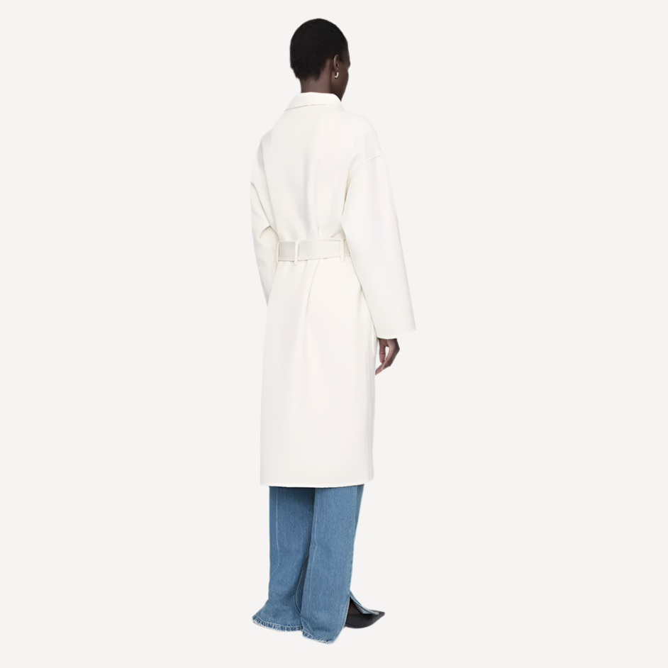 Anine Bing Dylan Coat Off White Cashmere Wool