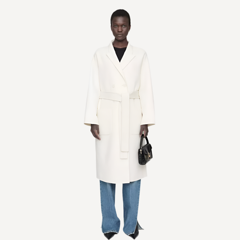 Anine Bing Dylan Coat Off White Cashmere Wool