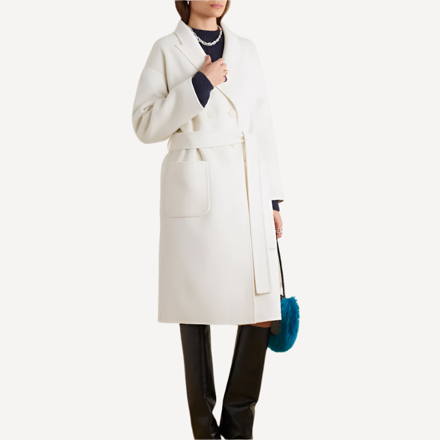 Anine Bing Dylan Coat Off White Cashmere Wool