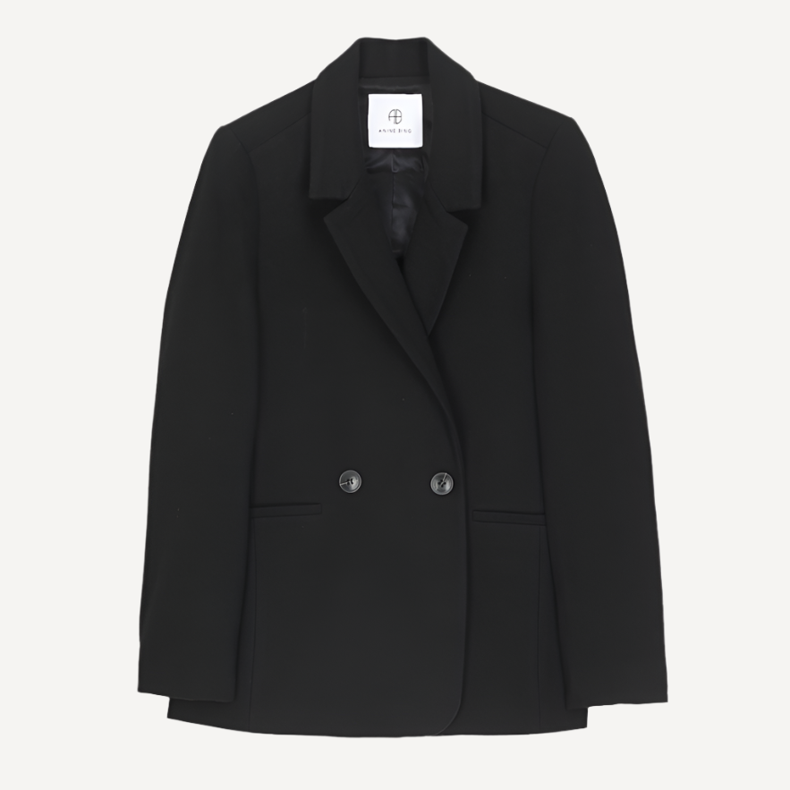 Anine Bing Madeleine Blazer Jacket Wool Blend Black