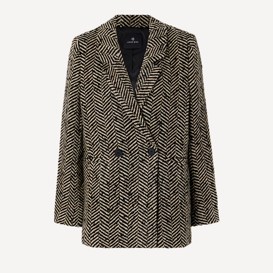 Anine Bing Diana Blazer Jacket Fishbone Pattern