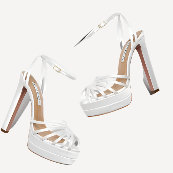 Aquazzura Flow Plateau 130 Satin White Platforms