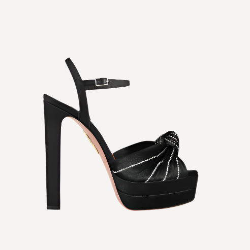 Aquazzura Atelier Crystal Black Platform Pumps 130 Satin