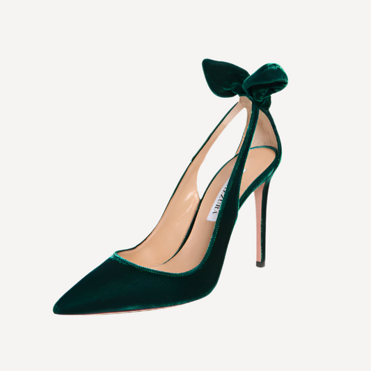 Aquazzura Bow Tie Pumps 105 Velvet English Green