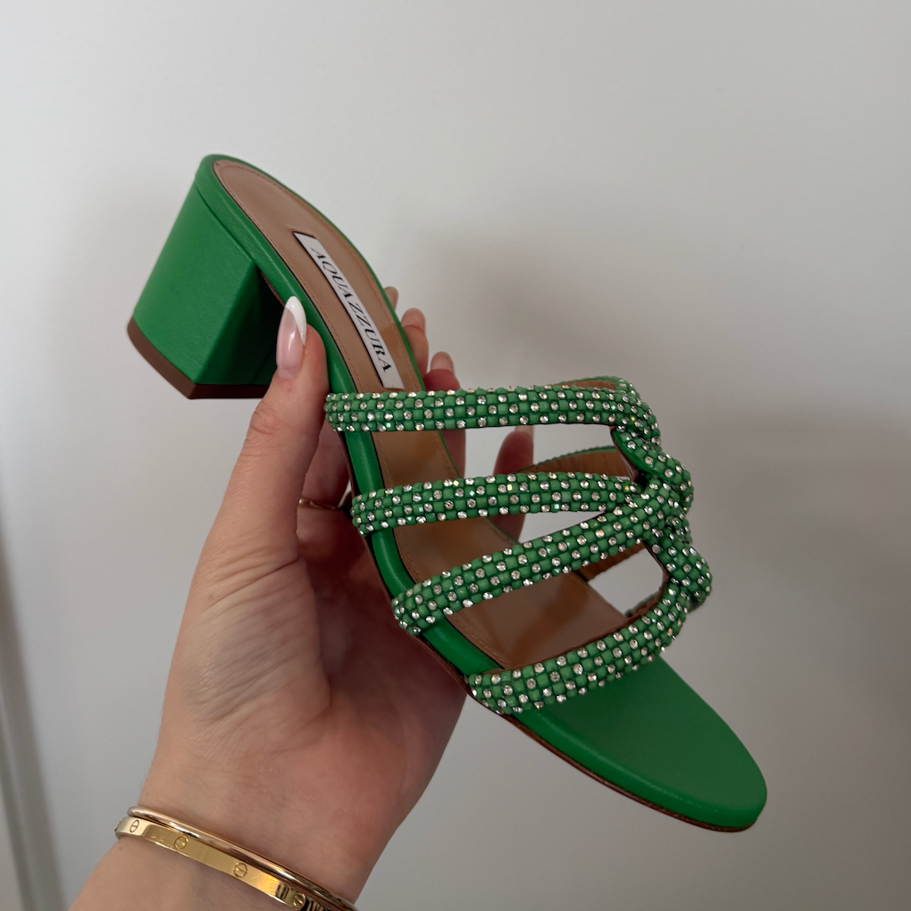 Aquazzura Moondust Color Palm Green Sandal 50